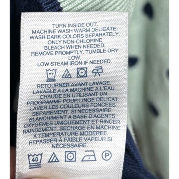 Lands' End Cardigan Supima Cotton Polka Dots Blue Color Size S - Picture 2 of 5